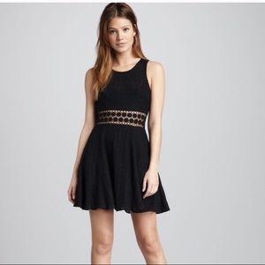 Free People Black skater dress with lace waist